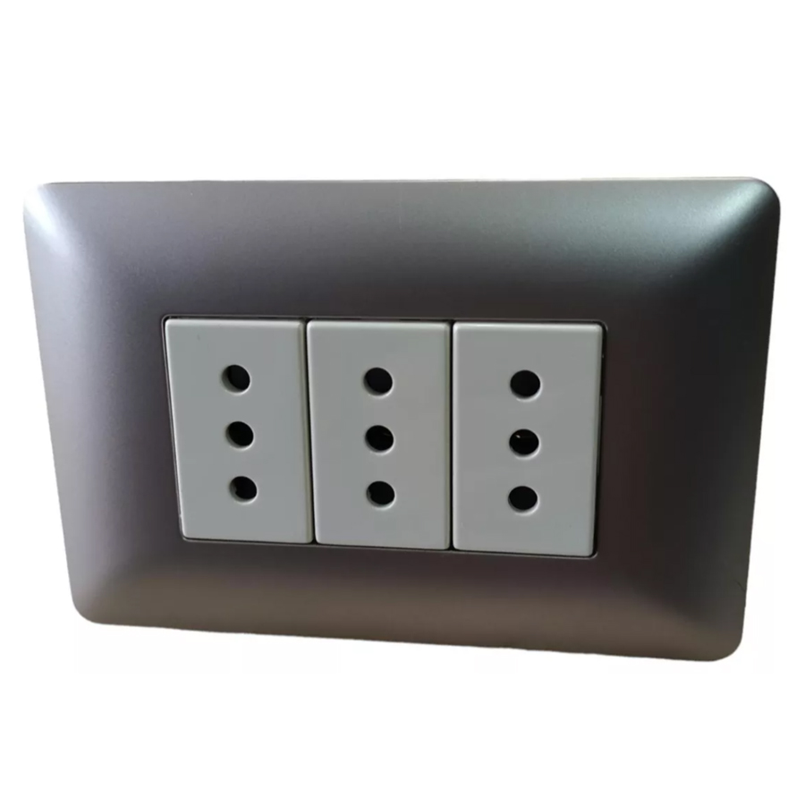 10x Tomacorriente Enchufe Triple Champagne 10a 220v SEC - Imagen 2
