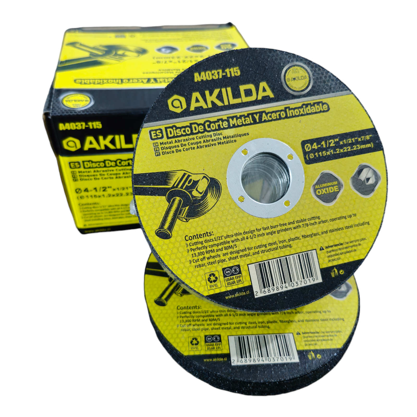 Pack 50 Discos De Corte 4 1/2 1mm AKILDA