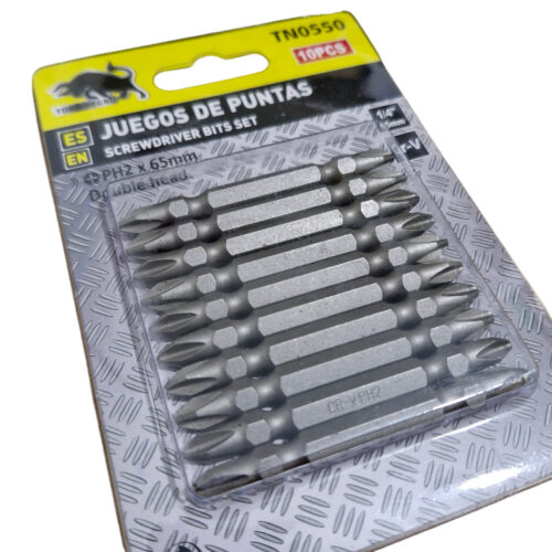 Puntas Phillips Ph2 DOBLE 1/4 65mm - 10 Pcs