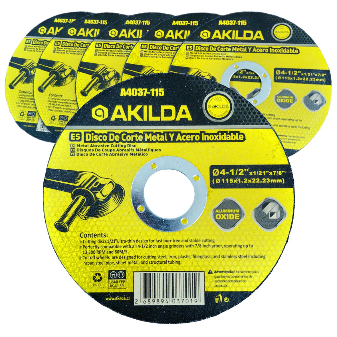 Pack 50 Discos De Corte 4 1/2 1mm AKILDA - Imagen 2