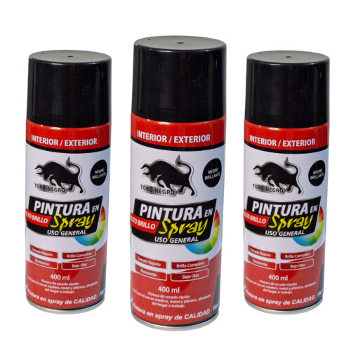 3 Pack Spray NEGRO BRILLANTE 400ml