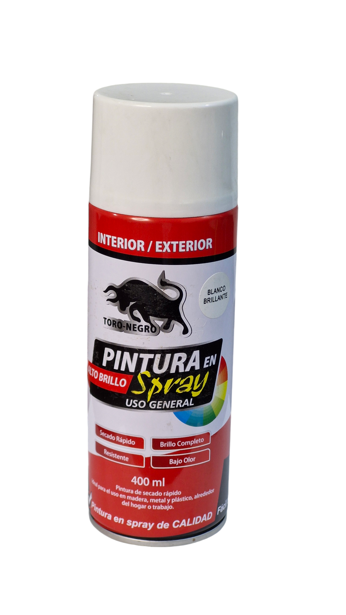 Pintura Spray Blanco Mate Toro Negro fondo blanco