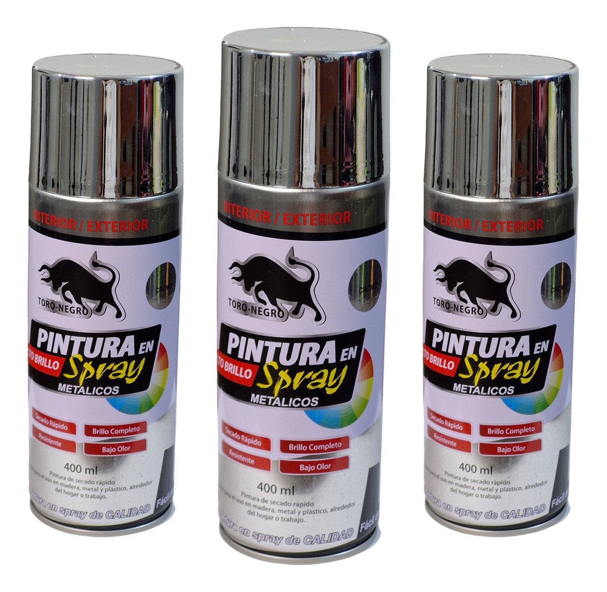 3 Pack Pintura En Spray CROMO 400ml