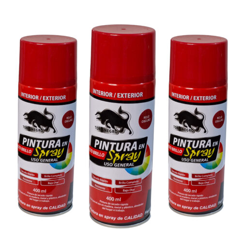 3 Pack Pintura Spray Rojo Toro Negro 400ml intenso