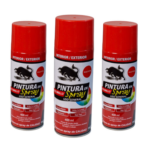 3 Pack Pintura Spray Rojo Toro Negro 400ml 3 und