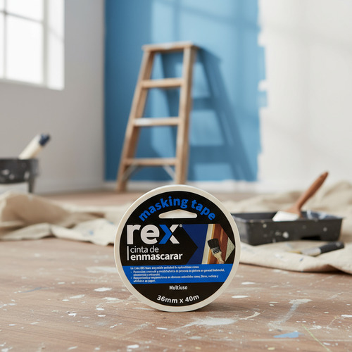 Cinta Masking Tape - Enmascarar - 36mm X 40m - Rex 6 Unid Blanco - Imagen 4