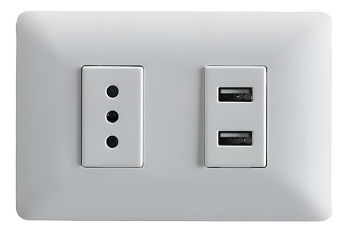 Enchufe Simple Blanco 10a 250v + 2 Tomas Usb Sec Stanford Blanco