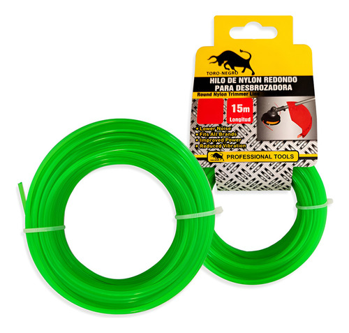 Set Hilo Nylon Redondo Orilladora Desbrozadora 2.0mmx 15mt Verde
