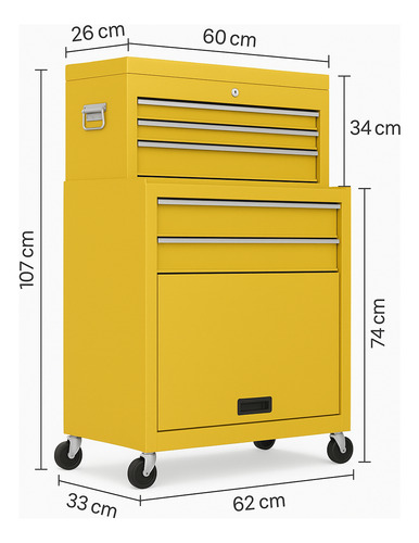 Gabinete De Metal Para Herramientas Profesional Amarillo - Imagen 5