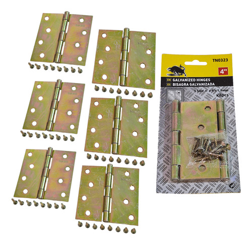 Pack 6 Bisagra Galvanizada Para Puerta 4 X 4 Pulgadas