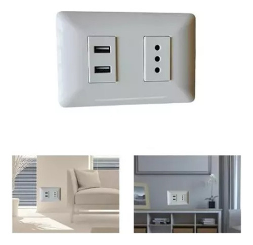 Enchufe Simple Blanco 10a 250v + 2 Tomas Usb Sec Stanford Blanco - Imagen 3