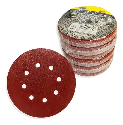 50 Disco Lija Pulir Madera 115mm Con Velcro Granos Color Grano 60
