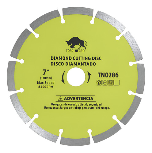 Disco Diamantado 7 Pulgadas Concreto Piedra Bloque 180mm Amarillo