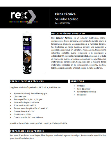 Silicona Pintable Rex Sellador Acrílico Antihongos 300 Ml - Imagen 7