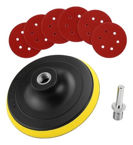Disco Lija Pulidora Velcro Para Esmeril 115mm + 5 Lijas Color Rojo