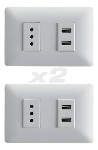 2x Enchufe Simple Blanco 10a 250v + 2 Tomas Usb Sec Stanford Blanco