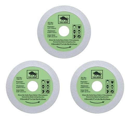 Disco De Corte Para Vidrio Y Porcelanato 3 Unidades Verde Verde