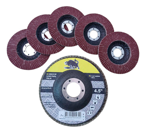 10 Discos Lija Traslapado Flap Madera 115mm 13600rpm Granos Grano 40