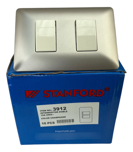 Interruptor Doble 9/15 10a 220v Champagne Stanford Pack 10 10 A 250v Champagnne