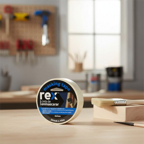 Cinta Masking Tape - Enmascarar - 24mm X 40m - Rex 6 Unid Blanco - Imagen 3