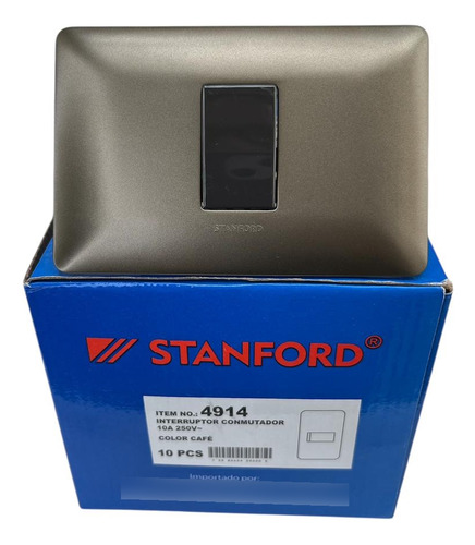 Pack 10 Modulo Interruptor Conmutador 16a 250v 9/24 Stanford 16 A 250v Café