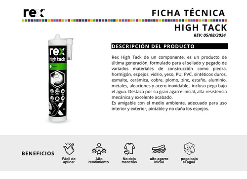 Adhesivo Ultra Fuerte High Tack Rex 290ml Agarre Inmediato