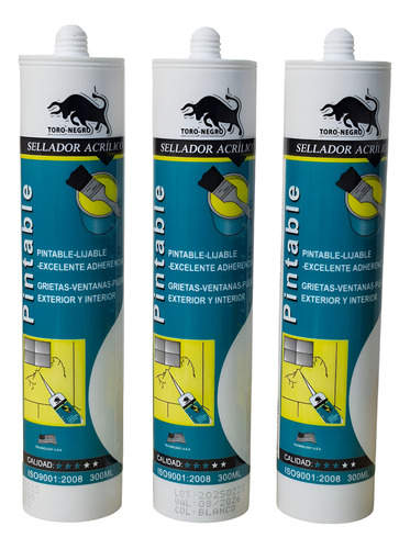 Silicona Sellador Acrílico Pintable Blanco Pak 3 Unidades
