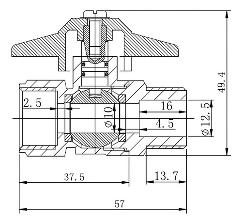 Llave Paso Gas 1/2 Hi He Stretto - Imagen 3