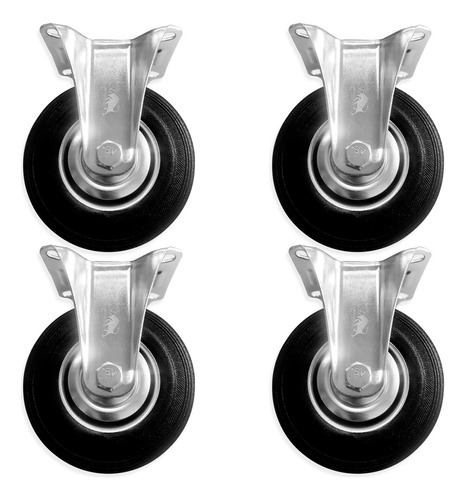 4 Ruedas Fijas 4 Pulgada Para Mueble Carrito Camas Universal Rueda Con Base