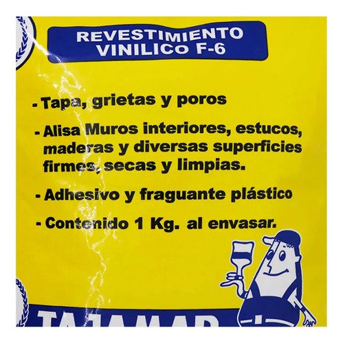 Pasta Muro Interior F6 1 Kilo Terminación Blanca Ideal Para Reparar Grietas Nivelar Superficies Y Dejar Muros Listos Para Pintar - Imagen 3
