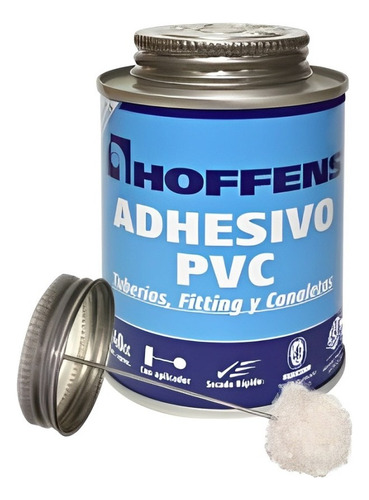 Adhesivo Pvc 240 Cc Lata Secado Rápido Hoffens Con Aplicador Transparente