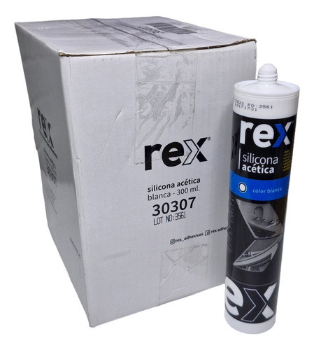 Caja 12 Silicona Acetica Baño Cocina Blanca Rex 300 Ml - Imagen 3