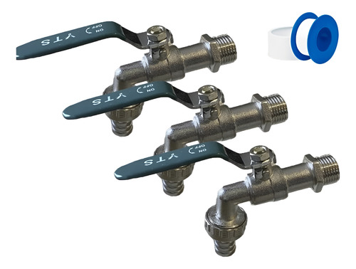 X3 Grifo Llave Paso Valvula Bola Jardin Lavadero 1/2 Pulgada
