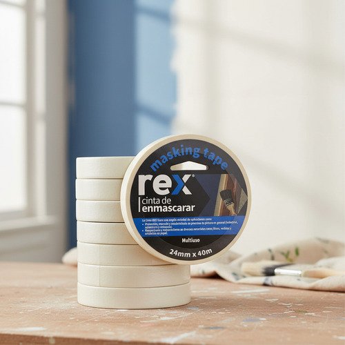 Cinta Masking Tape - Enmascarar - 24mm X 40m - Rex 6 Unid Blanco - Imagen 4