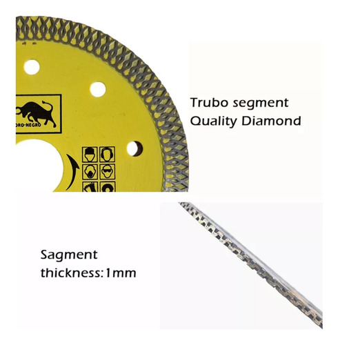 Disco De Corte 4,5 Diamantado Porcelanato Cerámico Granito Amarillo - Imagen 3