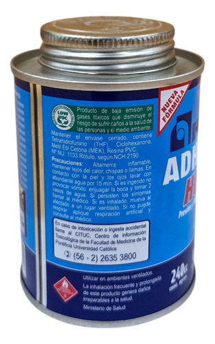 Pack 3 Adhesivo Pvc 240 Cc Lata Secado Rápido Hoffens Transparente - Imagen 3