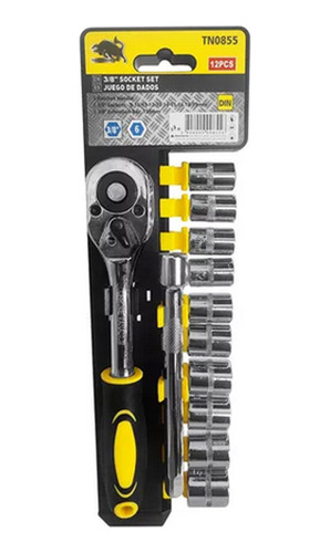 Llave Chicharra 3/8 Con Dados + Barra Extension 150mm 12pcs Llave Chicharra 3/8 Con Dados - Imagen 3