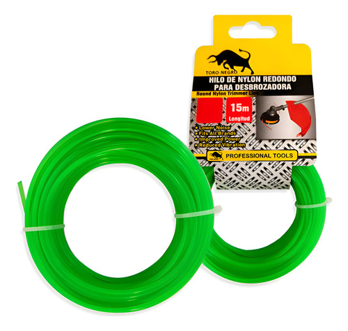 Hilo Nylon Redondo Orilladora Desbrozadora 2.7mmx 15mt Verde Verde