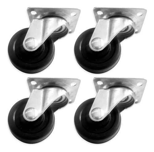 12 Ruedas Giratorias 1 Pulgada Para Mueble Carrito Plateado Plateado