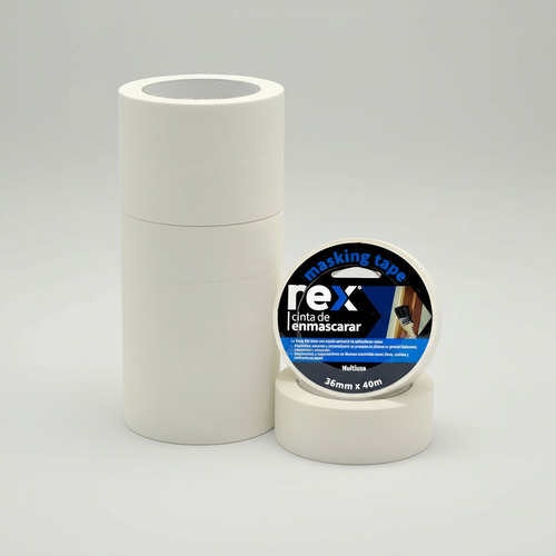 Cinta Masking Tape - Enmascarar - 36mm X 40m - Rex 6 Unid Blanco - Imagen 5