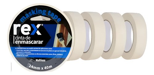 Cinta Masking Tape - Enmascarar - 24mm X 40m - Rex 6 Unid Blanco - Imagen 6