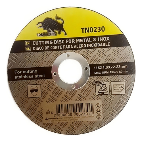 Disco De Corte 4 1/2 Milimétrico Toro Negro Por 100 Unidades Negro Y Amarillo