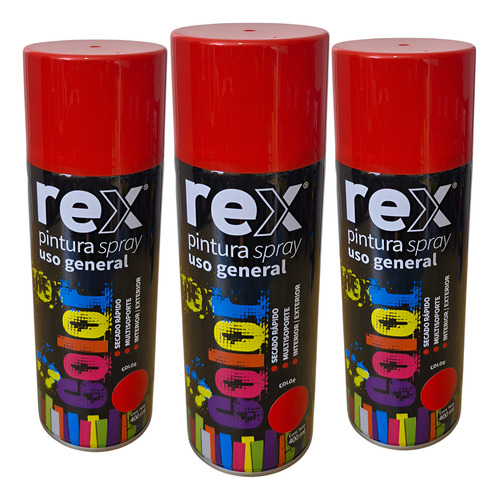 Pintura En Spray Uso General Secado Rápido Rex 400ml 3 Pack
