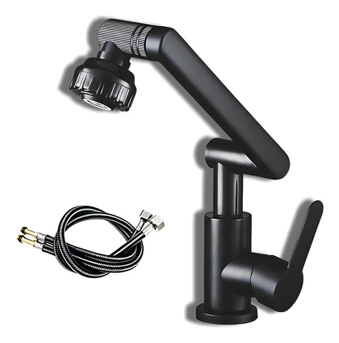 Llave Grifo Monomando Lavamanos Para Baño Color Negro Acabad Negro Mate