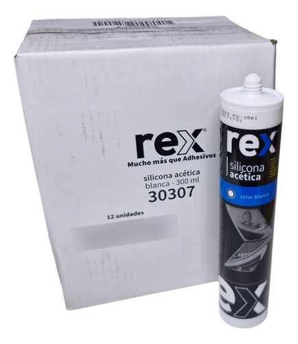Caja 12 Silicona Acetica Baño Cocina Blanca Rex 300 Ml