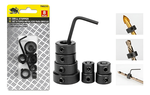 Set Topes De Profundidad Metálicos Para Broca - 8 Pcs