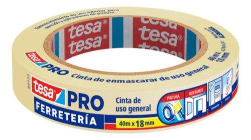 Cinta De Enmascarar 18mm X 40mts Papel Masking Tape
