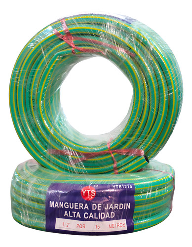 Manguera Jardín Flexible 1/2 Pulgada 15 Mts Reforzada Verde/amarillo
