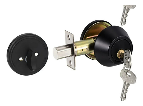 Cerradura Pomo Chapa Manilla + Cerrojo Seguridad Para Bodega Color Negro - Imagen 5