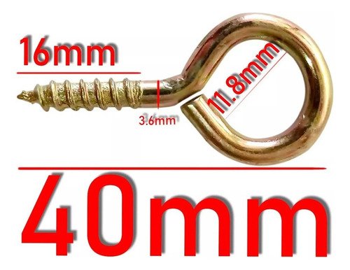 Cáncamo Cerrado N10 - Gancho Perno Ojo - 40mm - 144 Pcs - Imagen 3